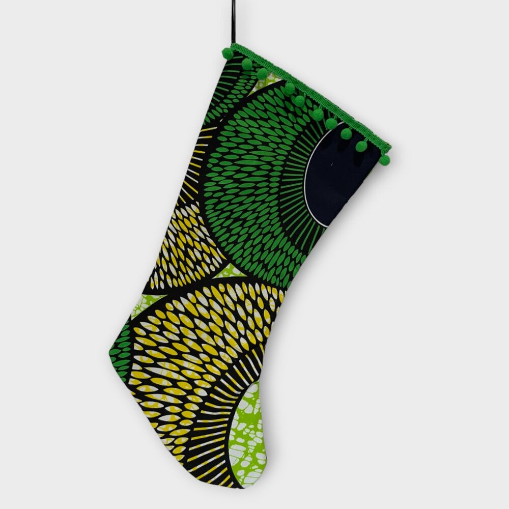 Ankara Christmas stocking made from dutch wax fabric